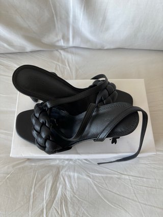 Sandalias Pimkie Negras Tacón Trenzado Talla 36
