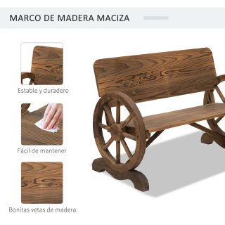 Banco de madera rústico con ruedas