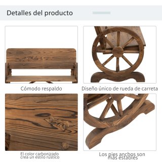 Banco de madera rústico con ruedas