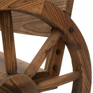 Banco de madera rústico con ruedas