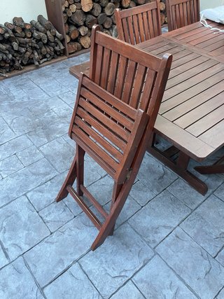 Mesa y 6 Sillas de Jardín Madera