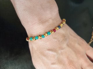 Conjunto collar oso y pulsera piedras