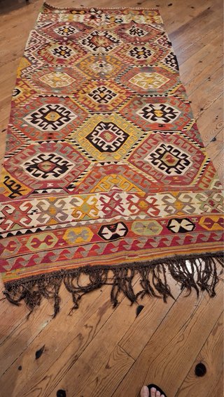Alfombra Kilim de Puerto Galera, lana multicolor