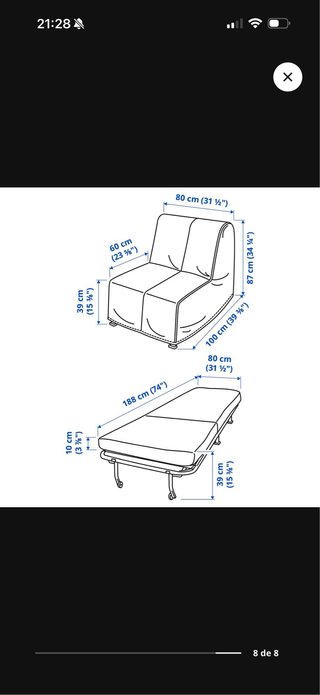 Sofá cama individual Ikea Lycksele Lövas beige