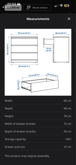2 Cómodas MALM Ikea Marrón Claro / Sinfonier