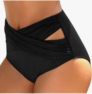 Braguita bikini negra cruzada talle alto XXL