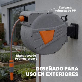 Carrete Manguera Jardín Enrollable Gris/Naranja