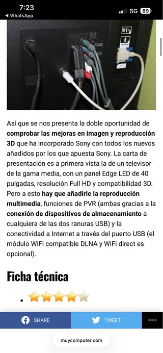 Televisor LCD Sony (Solo TV no el soporte)