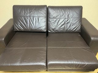 Sofá cama de piel auténtica marrón