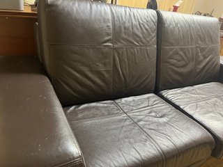 Sofá cama de piel auténtica marrón