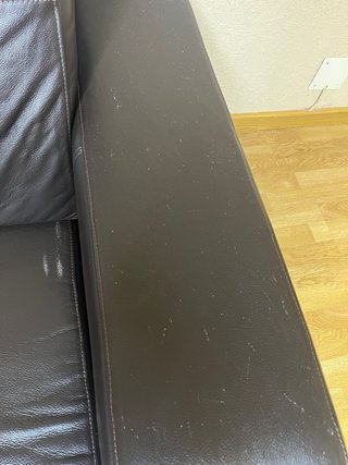 Sofá cama de piel auténtica marrón