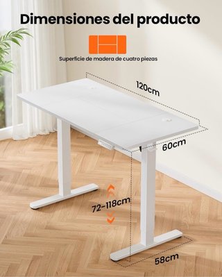 Escritorio Elevable Eléctrico Blanco