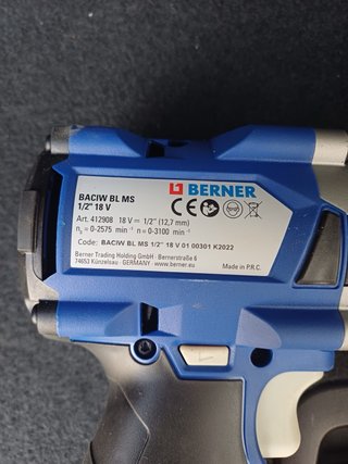 Pistola de impacto Berner 18V + accesorios