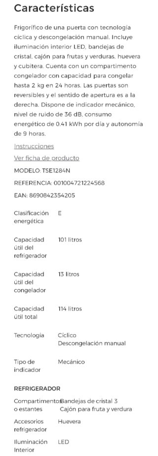 Nevera Beko TSE1284N