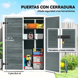 Cobertizo de jardín gris y blanco