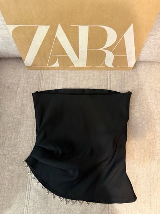 Top Zara Negro Adornado Talla M