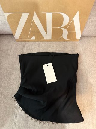 Top Zara Negro Adornado Talla M