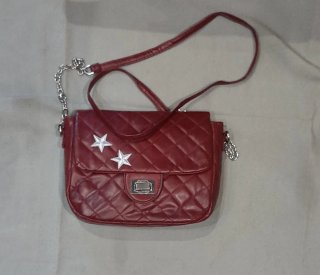 Mini borsa bordeaux trapuntata con stelle