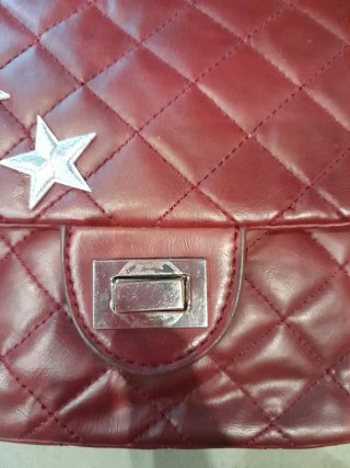 Mini borsa bordeaux trapuntata con stelle