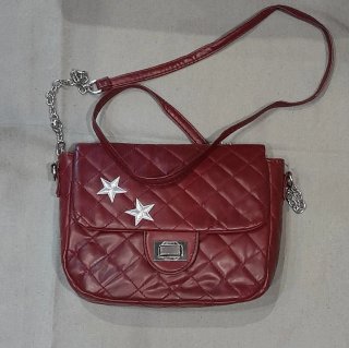 Mini borsa bordeaux trapuntata con stelle