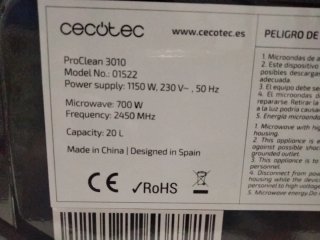 Microondas Cecotec ProClean 3010 20L