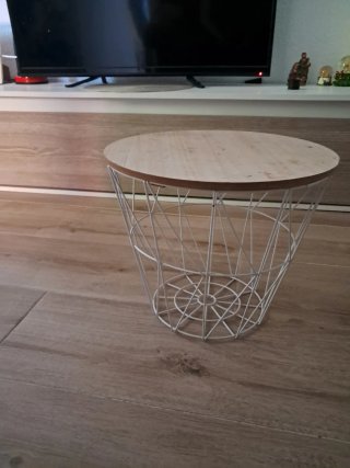 Mesa auxiliar redonda madera y metal