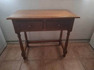 Mesa escritorio madera pino 2 cajones