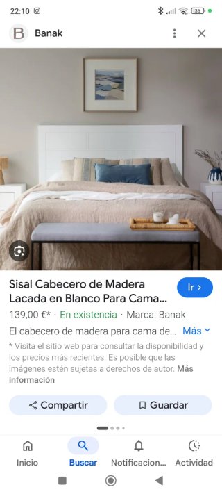 Cabecero Madera Lacada Blanco Banak 150cm ancho