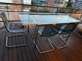 Mesa extensible cristal y aluminio