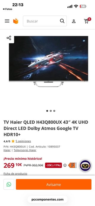 TV Haier QLED 43 4K UHD H43Q800UX