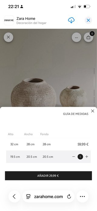 Jarrón Zara Cerámica Beige esta en web de zara