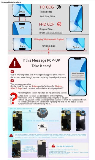 NUEVO! Pantalla iPhone 16 6.1” Repuesto