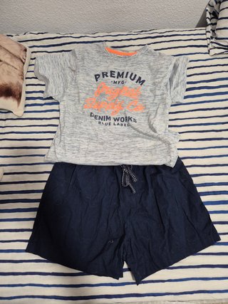 Pijama Verano Niño Gris y Azul