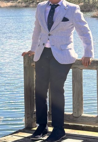 Traje azul Varones Talla 12 Años No corbata
