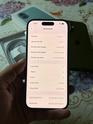 iPhone 16 128gb 95% Batería