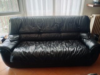 Sofá de piel negro 3 plazas