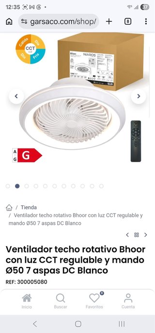 Ventilador Techo Bhoor CCT Regulable DC Blanco