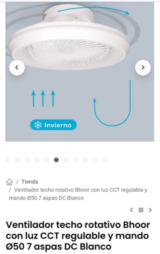 Ventilador Techo Bhoor CCT Regulable DC Blanco