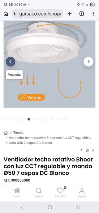 Ventilador Techo Bhoor CCT Regulable DC Blanco