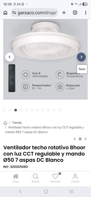 Ventilador Techo Bhoor CCT Regulable DC Blanco