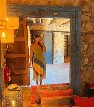 Vestido Oysho verde y multicolor