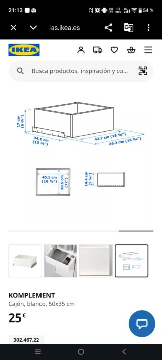 Módulo IKEA KOMPLEMENT 2 cestos 2 cajones