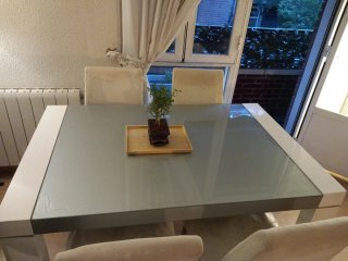 Mesa comedor cristal templado extensible
