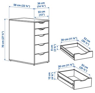 Cajonera Alex Ikea con Ruedas Gris