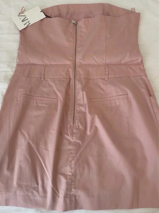 Vestido Zara mini hombros descubiertos rosa