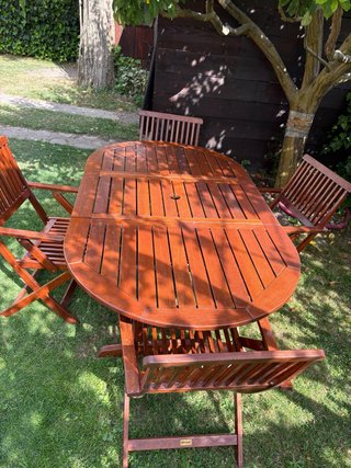 Mesa de jardín madera con 4 sillas