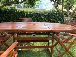 Mesa de jardín madera con 4 sillas