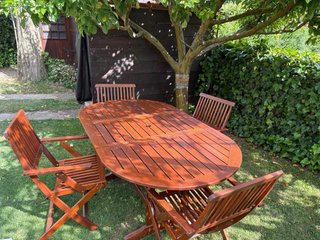 Mesa de jardín madera con 4 sillas