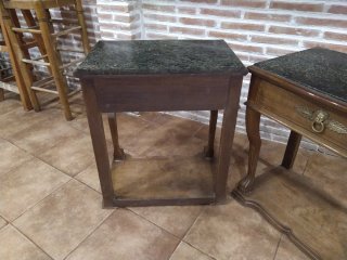 Pareja Mesitas Noche Antiguas Madera Mármol