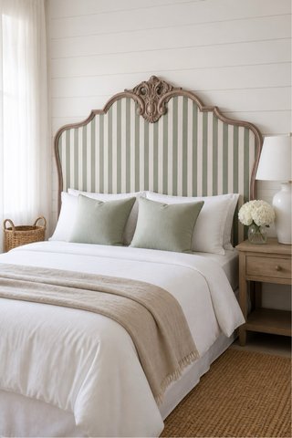 Cabecero de cama de madera y papel